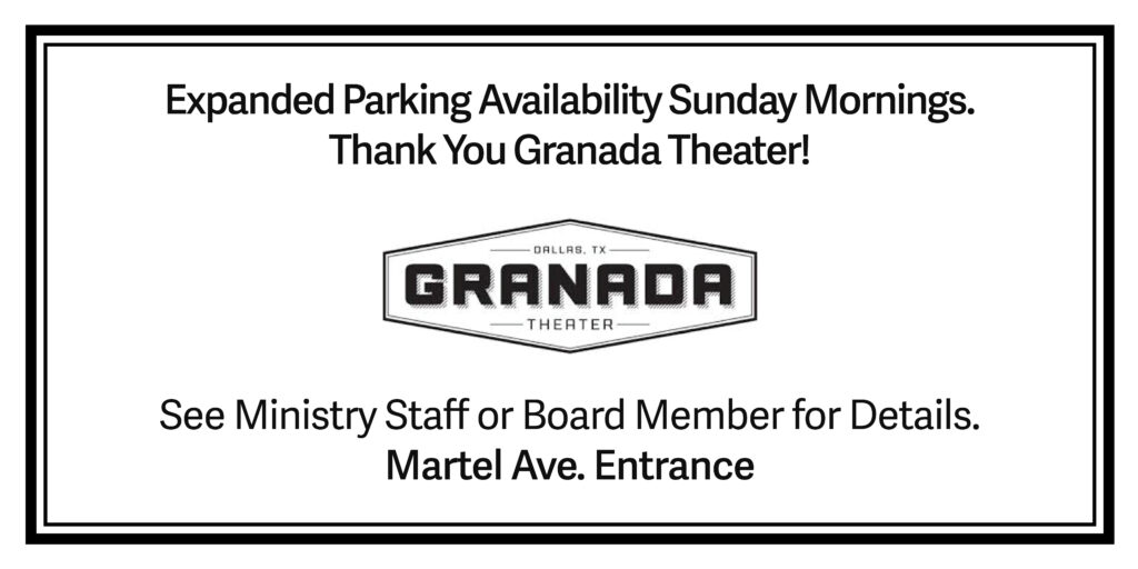 Expanded Parking available Sunday Mornings. Martel Avenue Entrance.
Thank you Granada Theater
